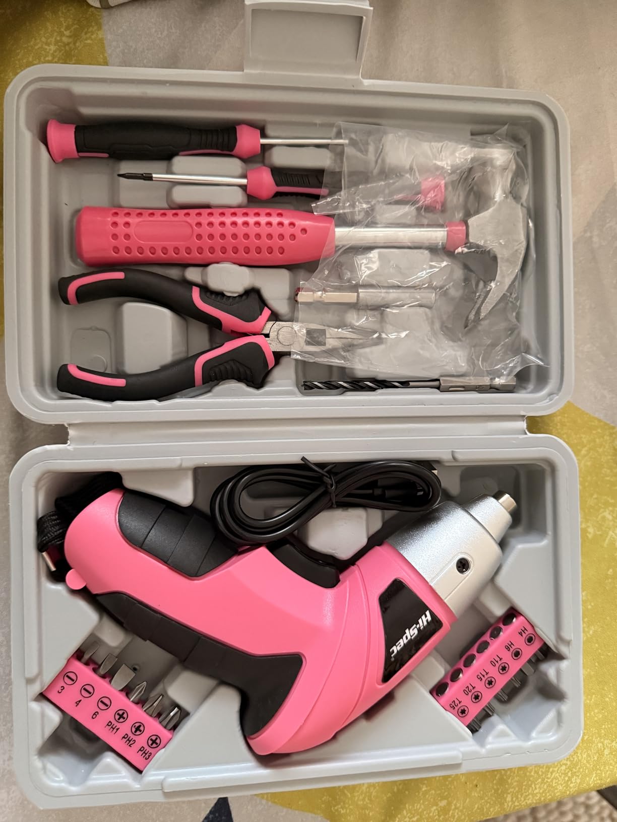 Hi-Spec Drill Drivers Perceuse 18V jaune coffret 30 pièces