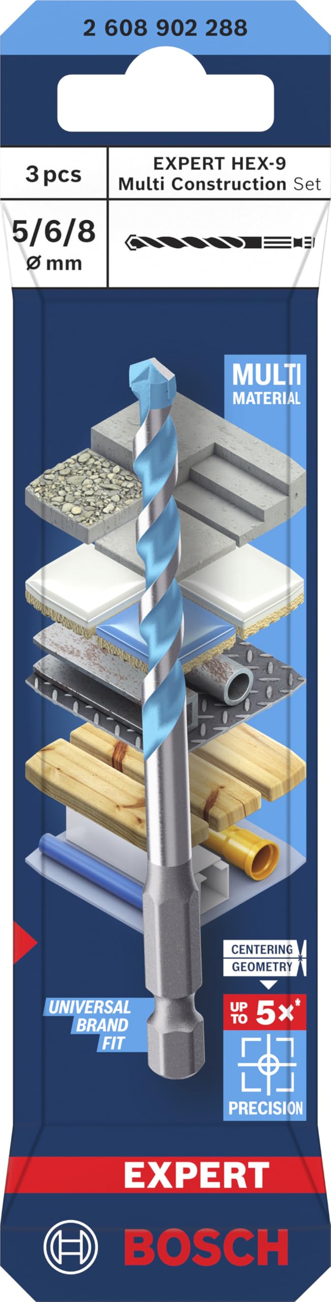 Bosch EXPERT HEX-9 Coffret forets 5/6/8 mm x3 multi-matériaux