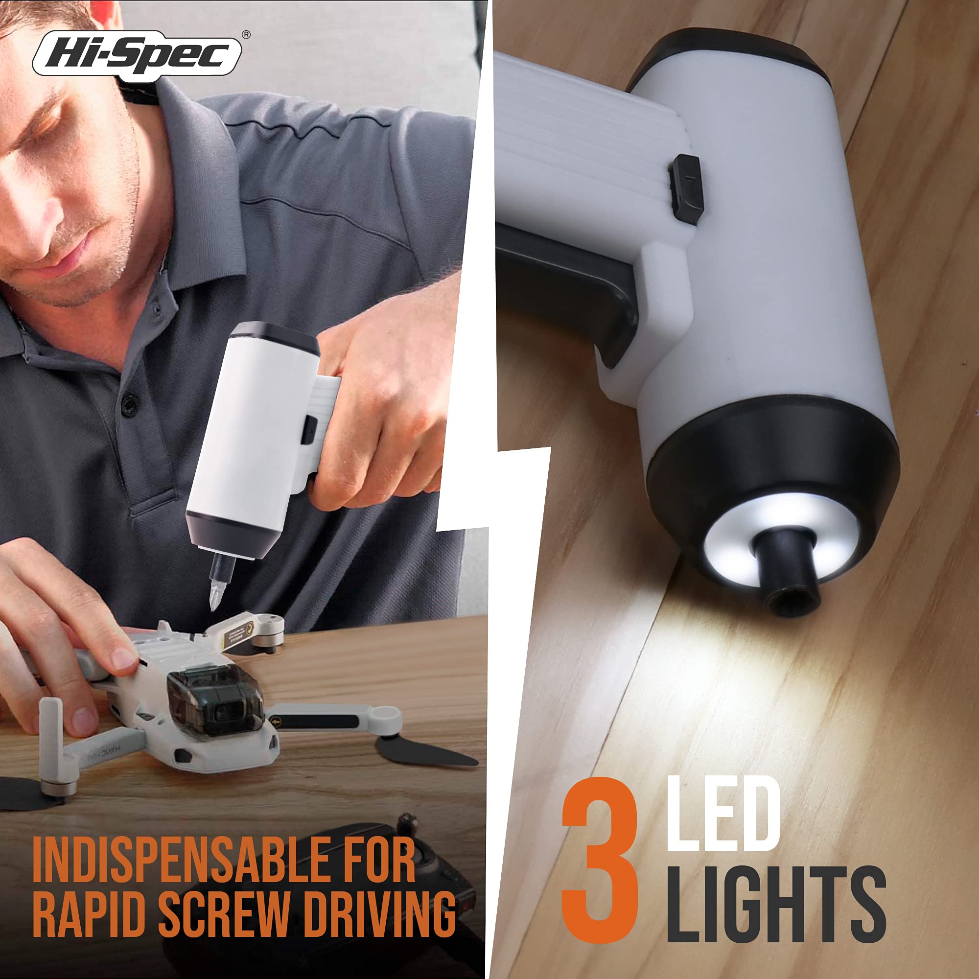 Hi-Spec visseuse sans fil 3,6V 33 embouts USB housse