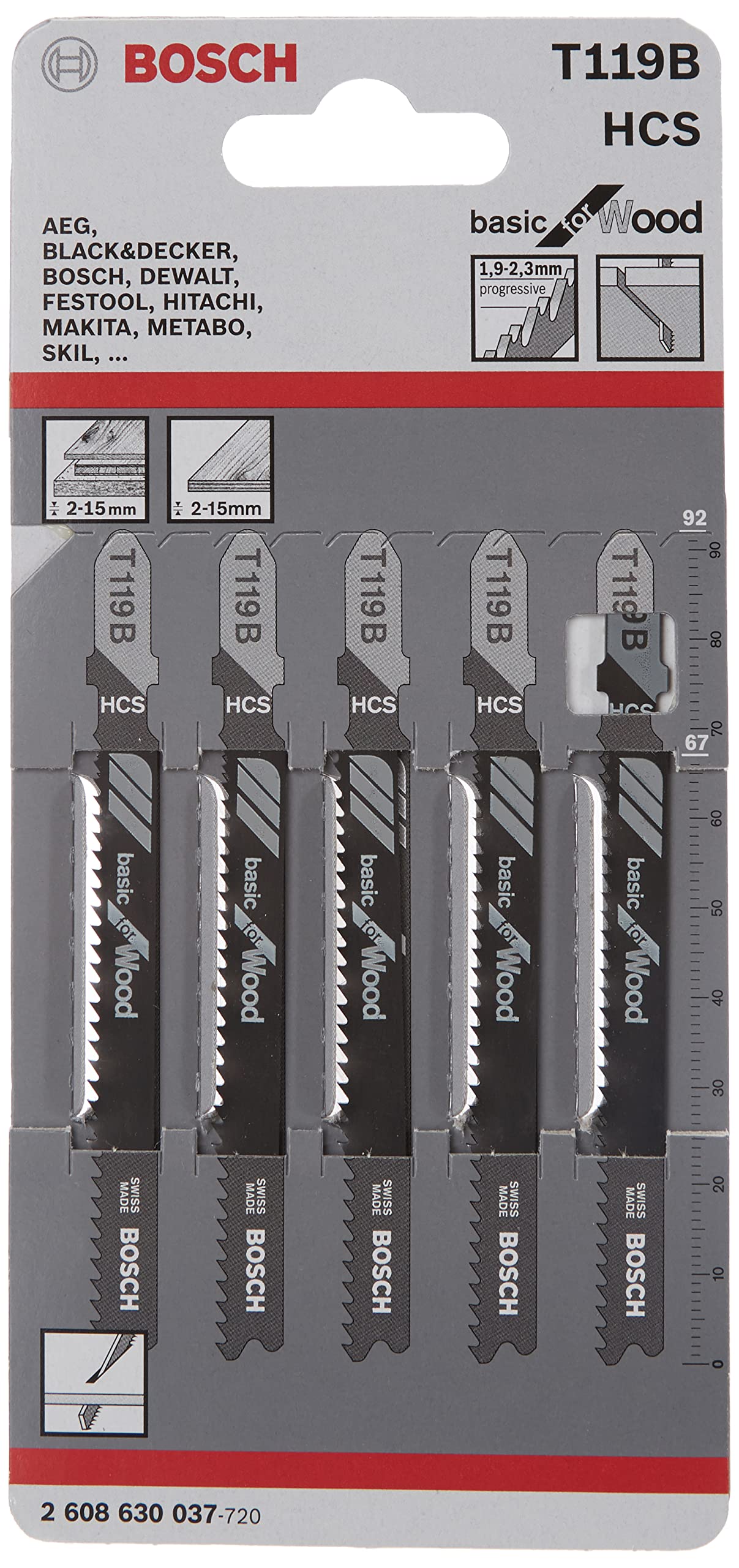 Bosch T119B Lame Scie Sauteuse Bois x5 Droite