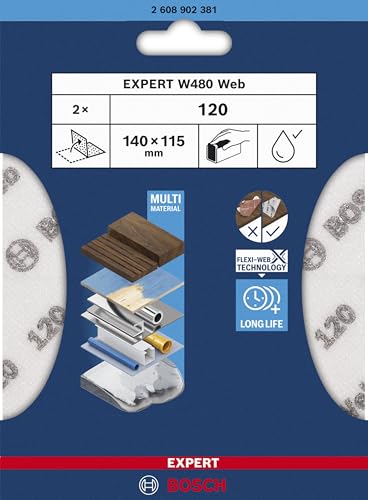 Bosch Expert W480 Web feuille abrasive 115x140 G120 lot 2