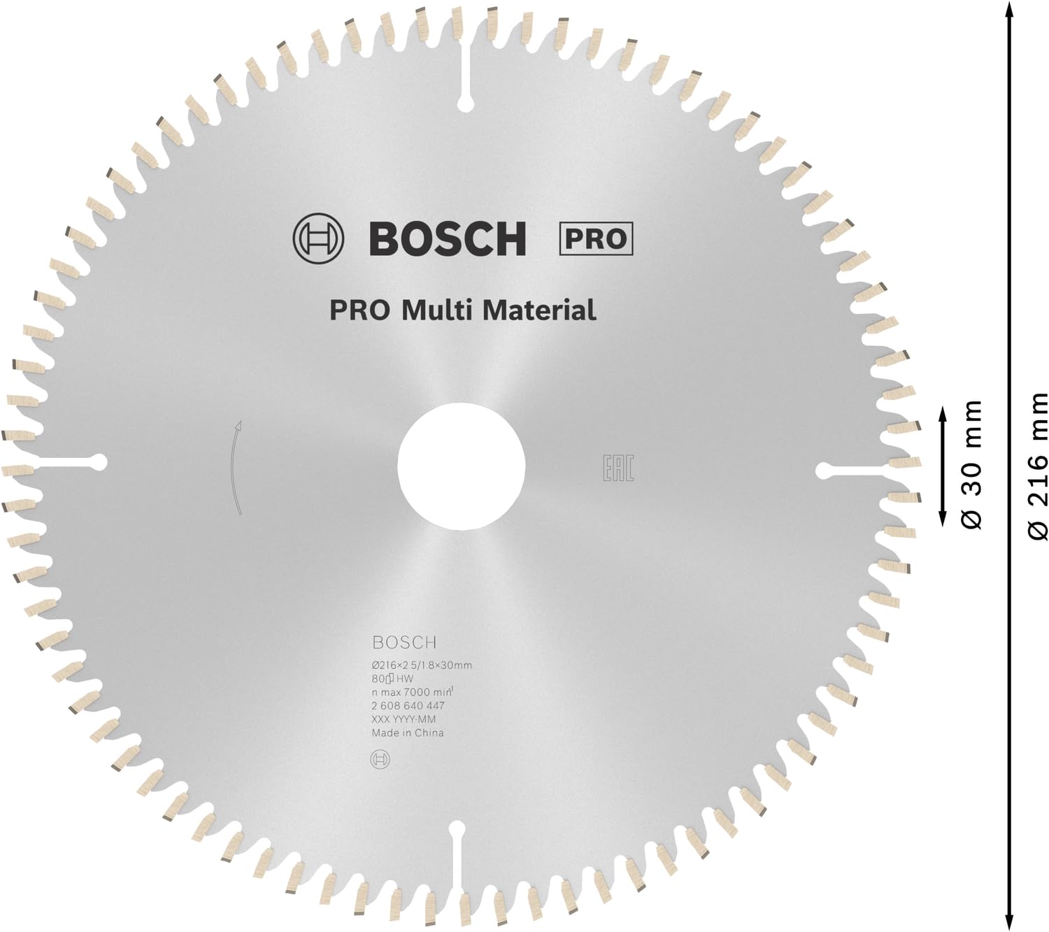 Bosch PRO Multi Material Lame circulaire 216x30 80 dents