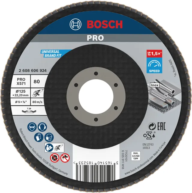 Bosch PRO X571 disque à lamelles 125 mm grain 80 inox