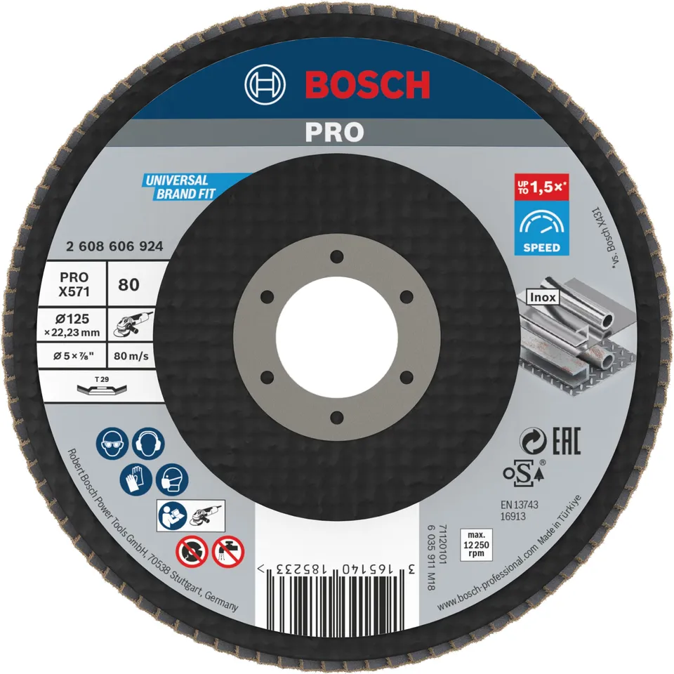 Bosch PRO X571 disque à lamelles 125 mm grain 80 inox