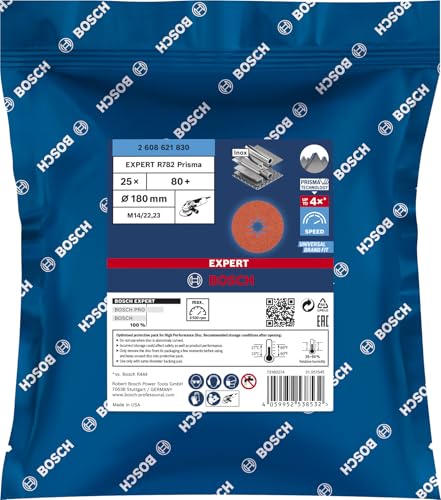 Bosch EXPERT R782 Prisma disque fibre 180 mm G80 x25 inox