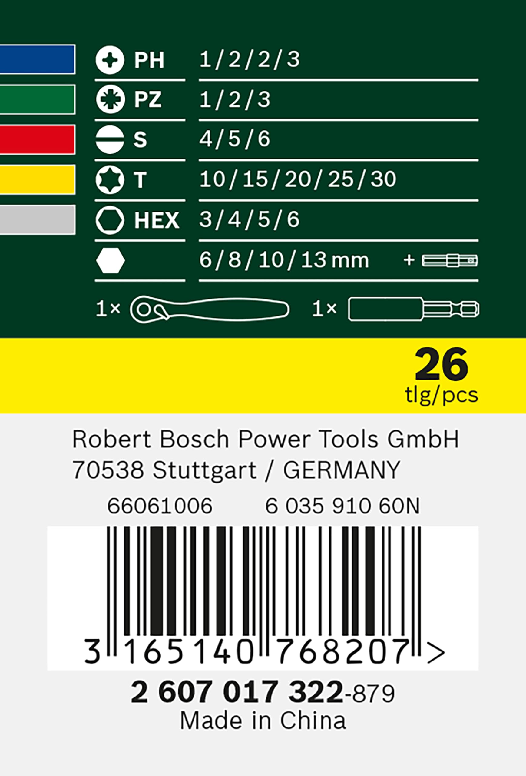 Bosch Jeu 26 embouts tournevis extra dur + cliquet