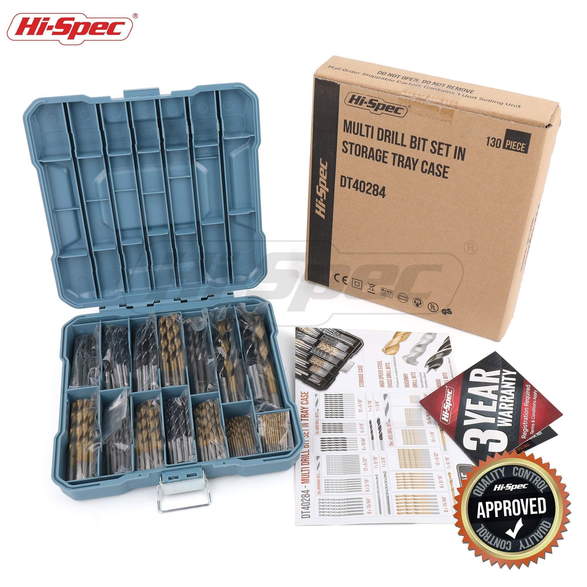 Hi-Spec Screwdriver Bit Sets 130 pièces coffret HSS titane