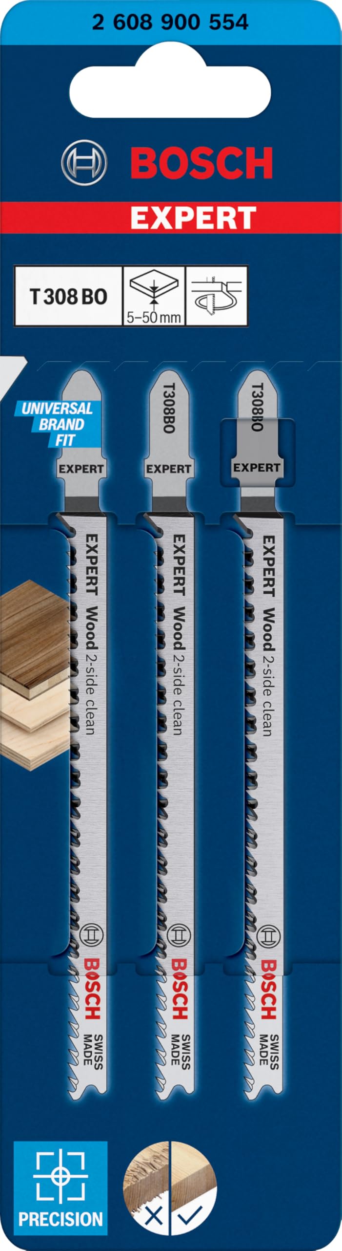 Bosch EXPERT T308BO lame scie sauteuse bois 3 pcs coupe arrondie
