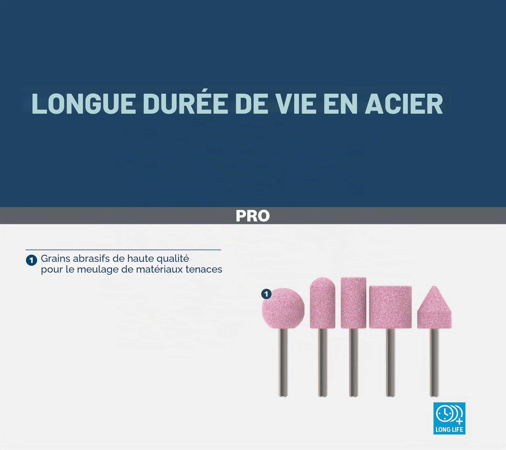Bosch PRO Steel Set polissage 5 meules sur tige rose