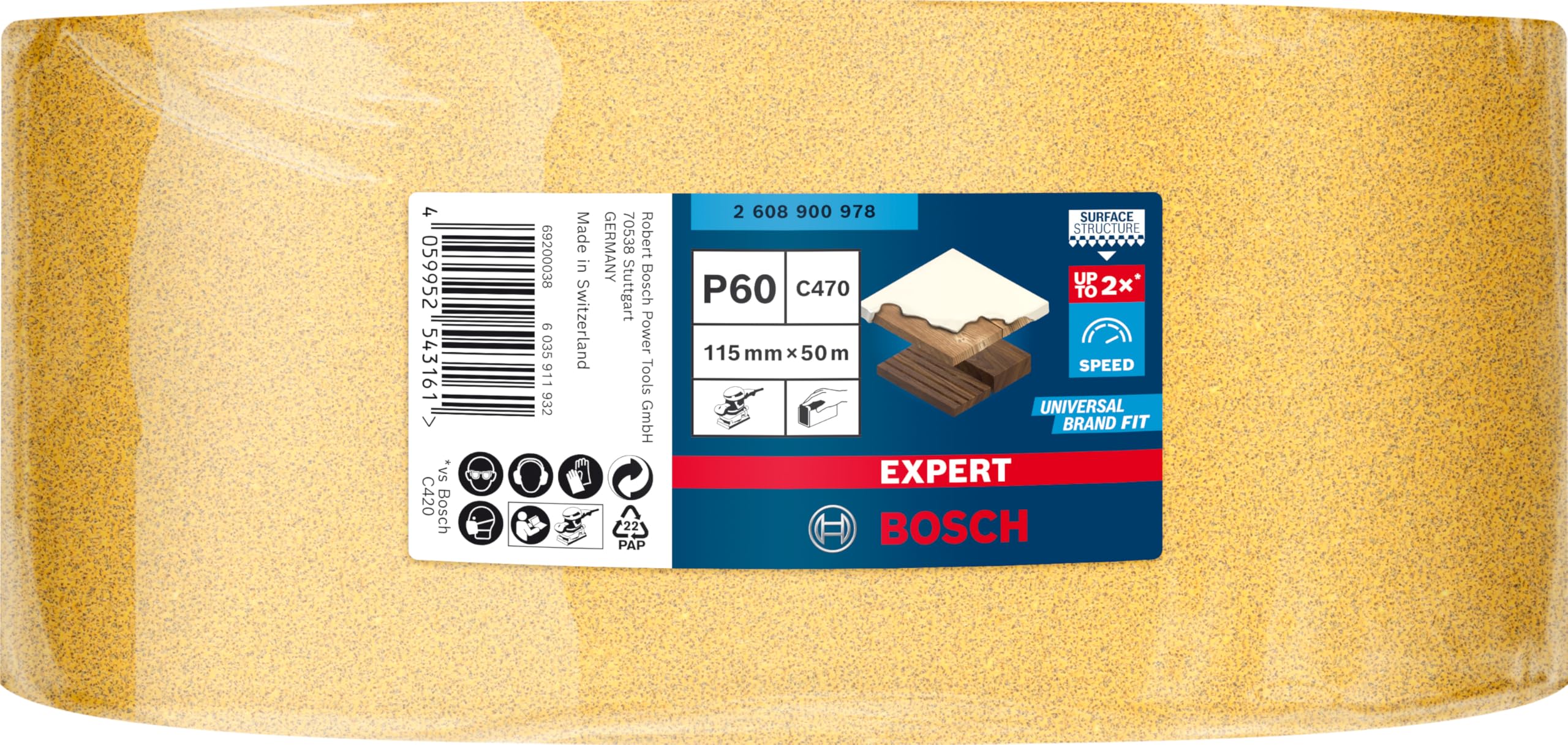 Bosch EXPERT C470 rouleau abrasif grain 60 115 mm x 50 m