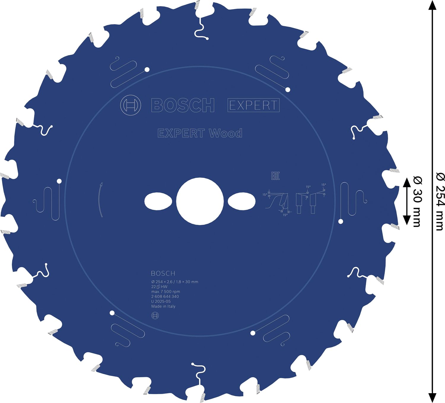 Bosch Expert Lame Scie Circulaire Bois 254x30 mm T22