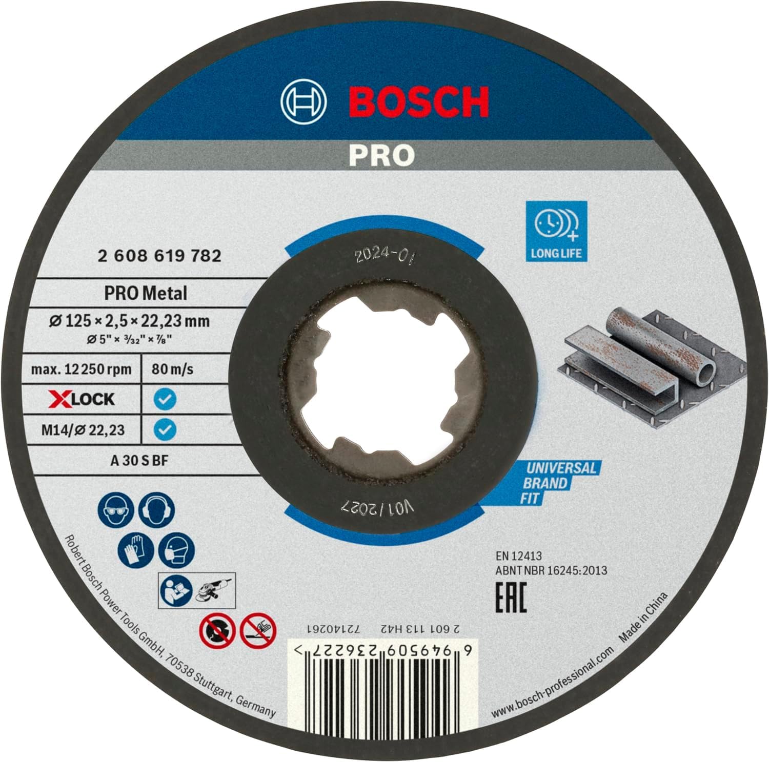 Bosch Standard X-LOCK T41 disque à tronçonner métal 125 mm
