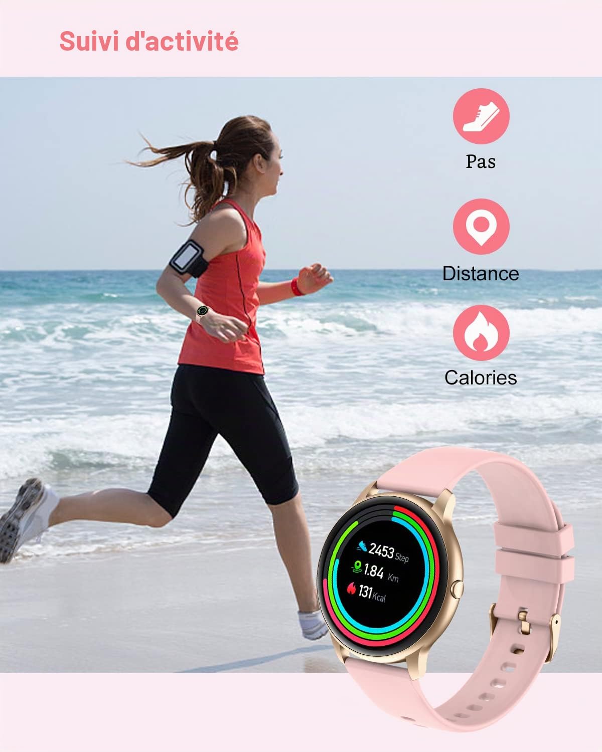 GRV Montres connectées smartwatch sport cardio 1,28" 
