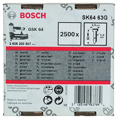 Bosch pointes galvanisées 63 mm x 2 mm lot 2500