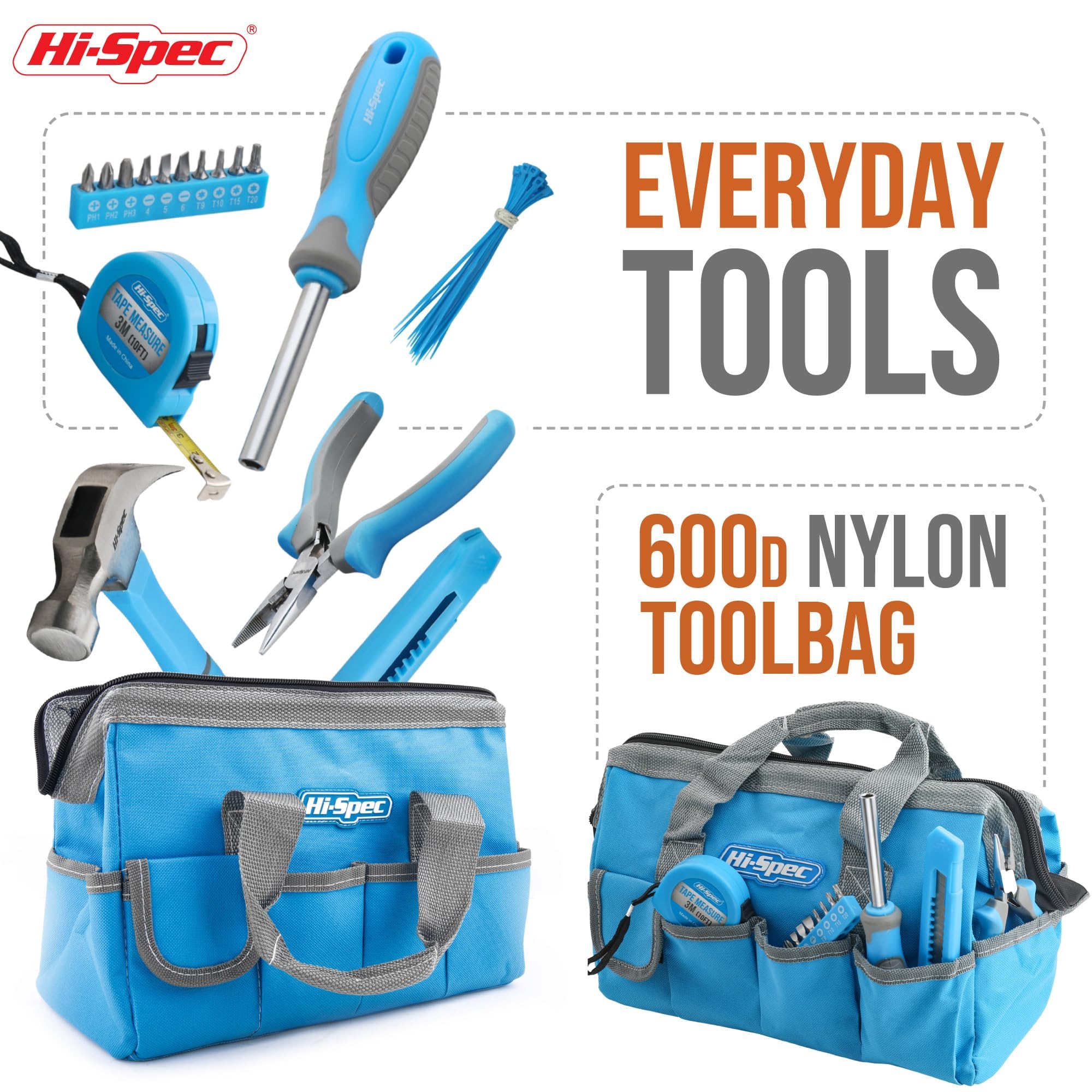 Hi-Spec Kit outils bleu 16 pièces sac maison