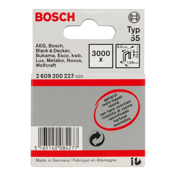 Bosch agrafes type 55 dos étroit résinifiées 3000 pcs