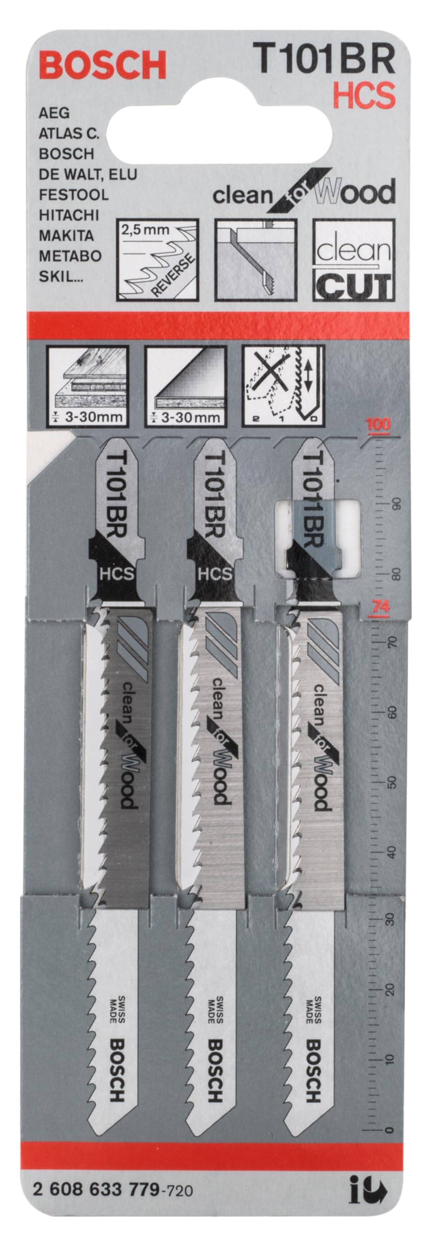 Bosch T 101 BR Lame Scie Sauteuse Bois Lot de 3