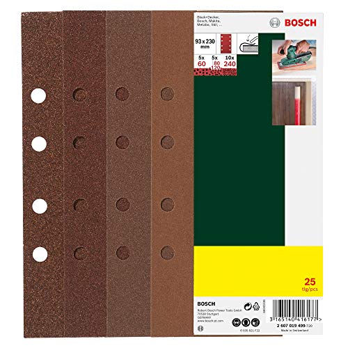 Bosch Abrasifs 25 feuilles 93x230 mm 8 trous grain 60-240