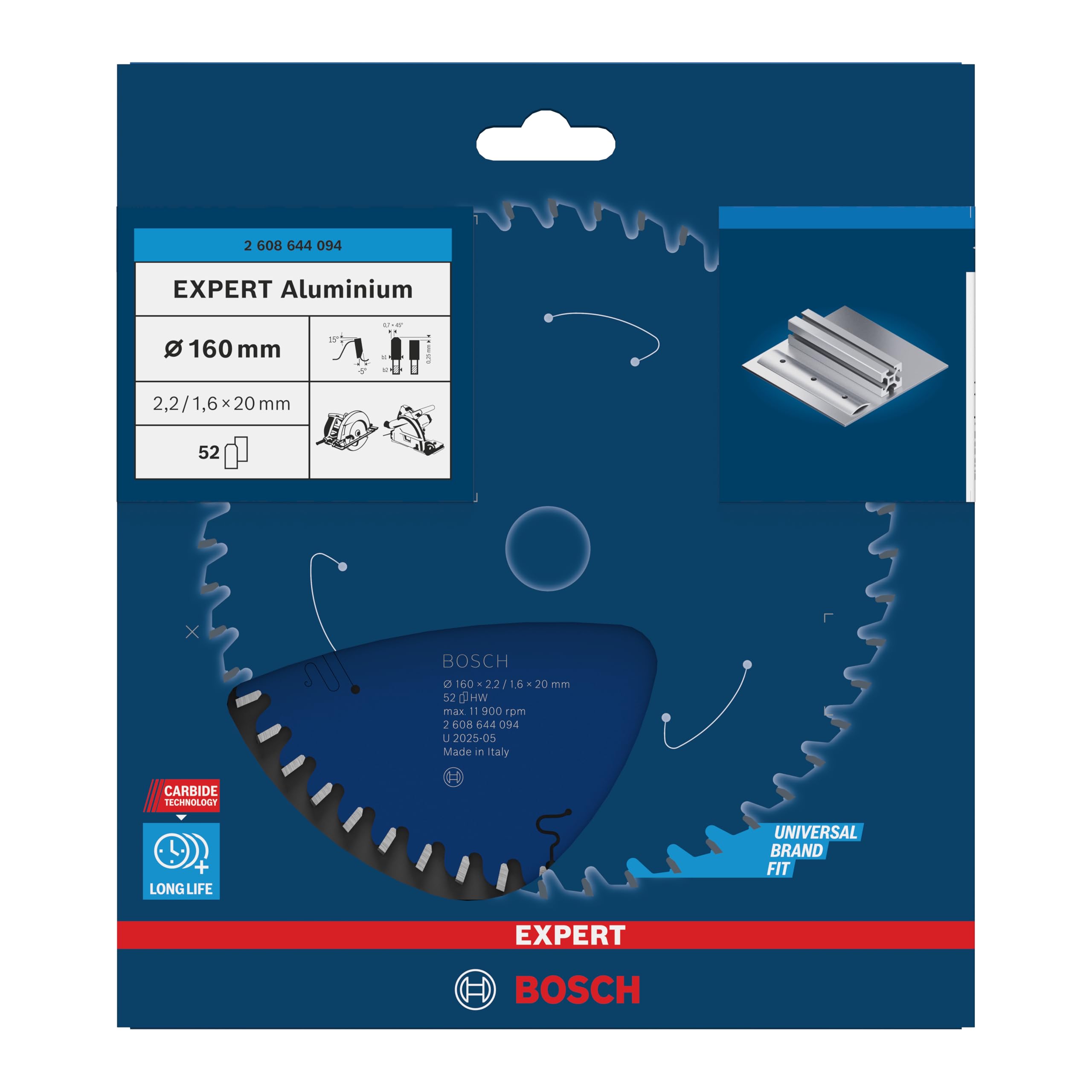 Bosch Expert Aluminium 160 mm lame scie circulaire 52 dents