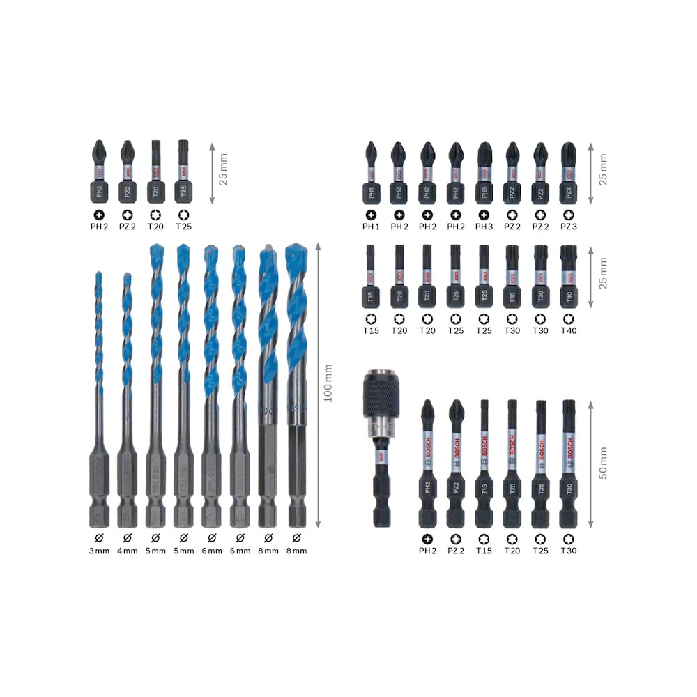 Bosch Set HEX-9 MultiConstruction Impact Control 35 pièces