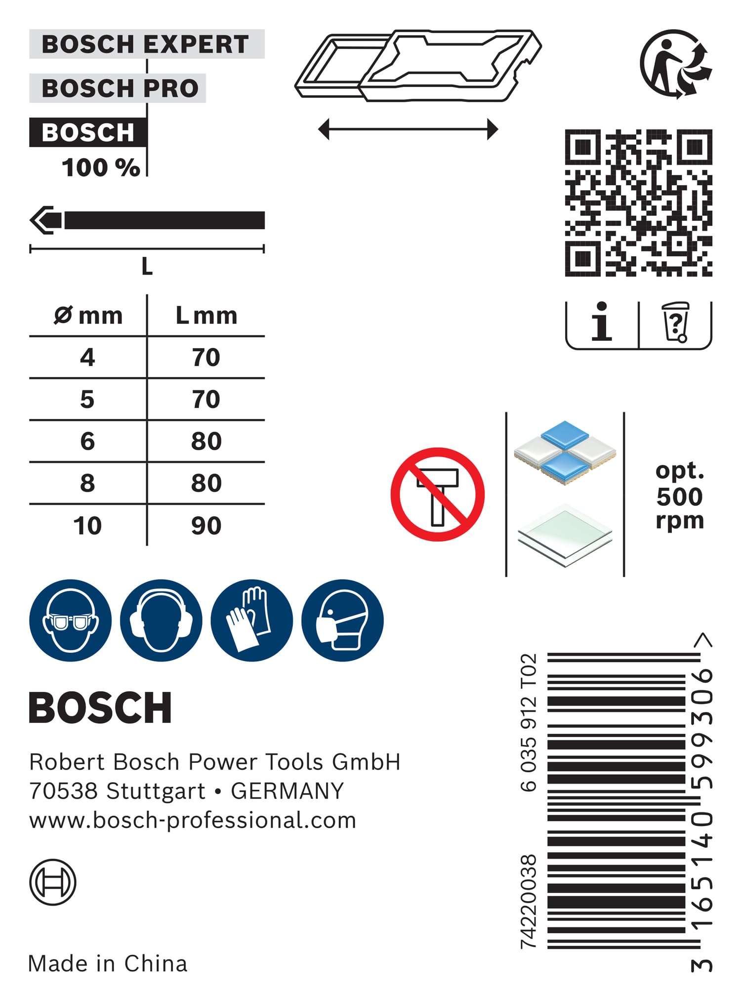 Bosch Forets CYL-9 Jeu forets carrelage 4-10 mm 5 pcs
