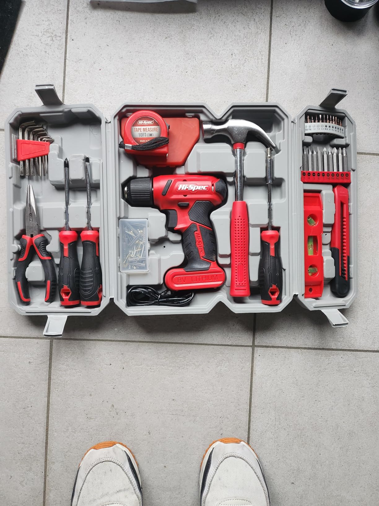 Hi-Spec Drill Drivers perceuse 8V rouge 58 pièces