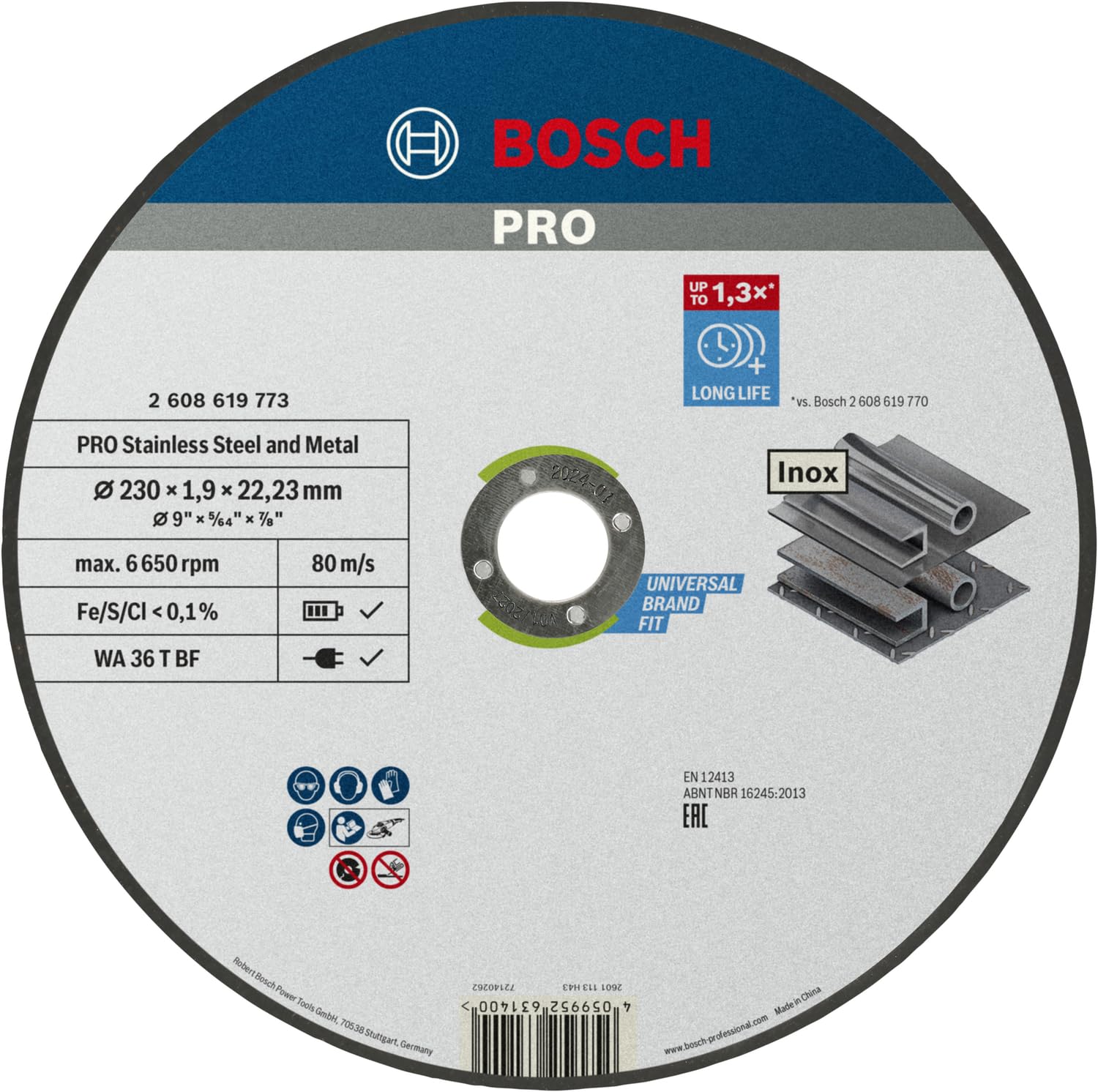 Bosch Professional disque tronçonner inox 230 mm x1.9