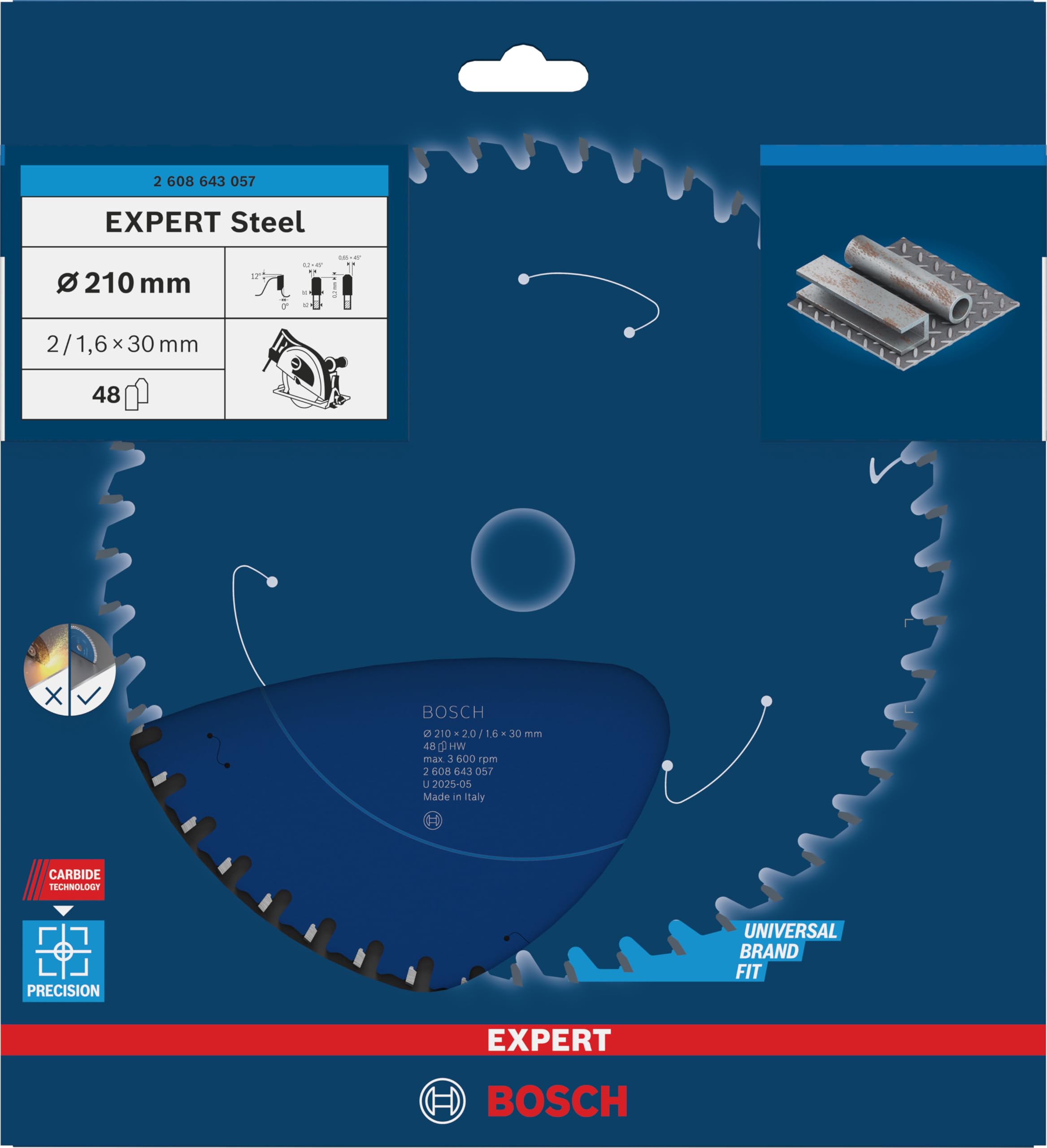 Bosch EXPERT Steel lame scie circulaire 210x30 mm 48 dents acier