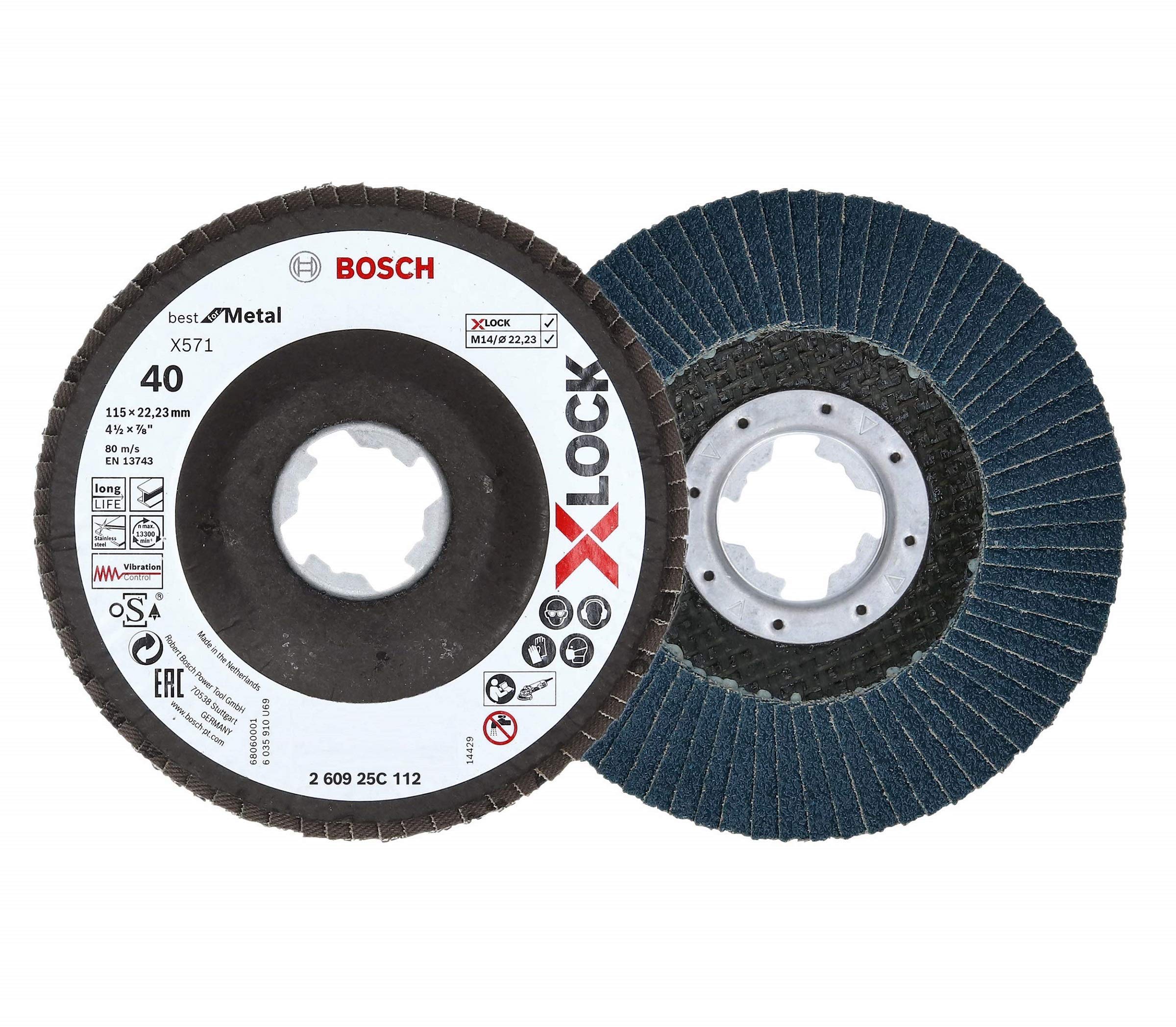 Bosch X571 disque à lamelles métal 125 mm grain 40 lot 2