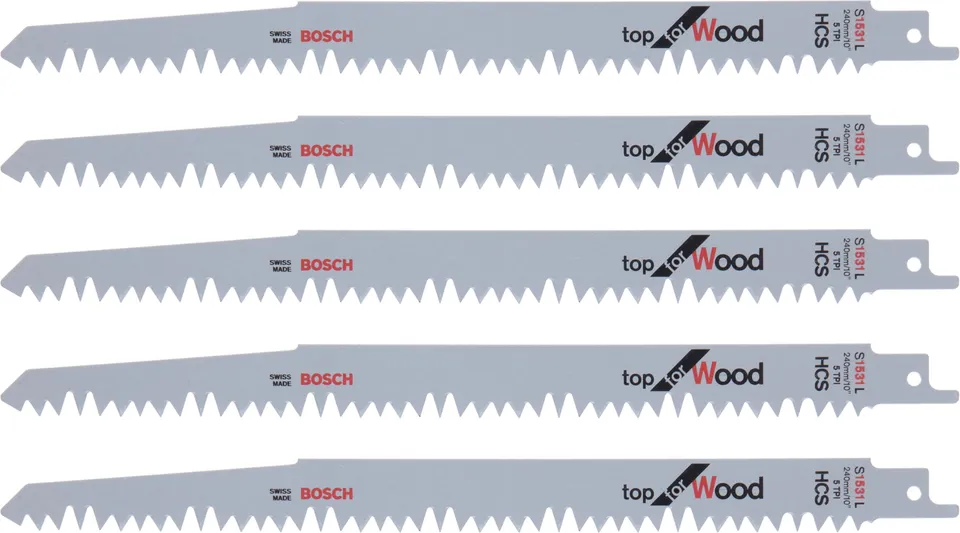 Bosch S 1531 L lames scie sabre bois 240 mm 5 pièces