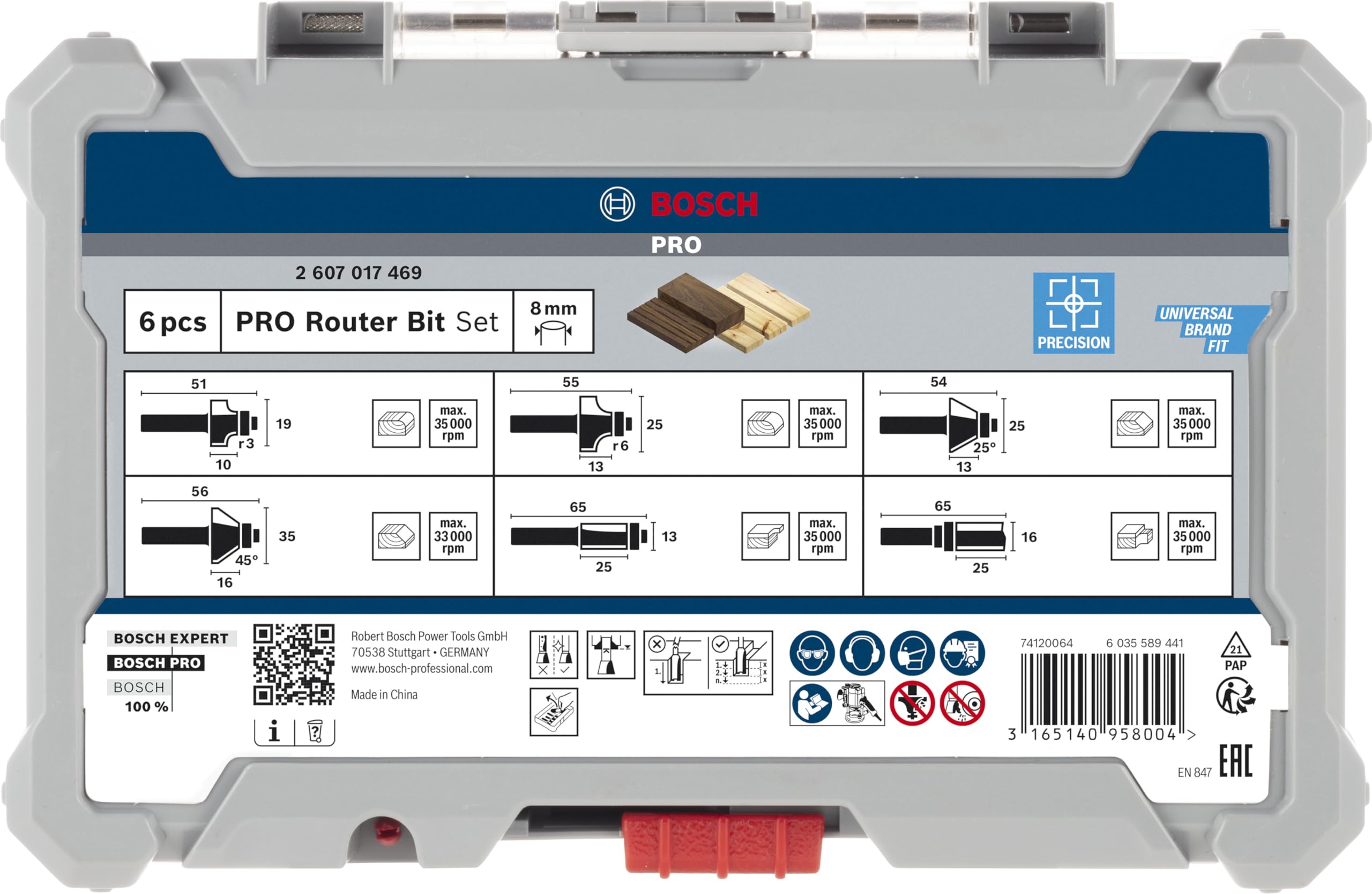 Bosch PRO kit fraises à araser 6 pcs 8 mm