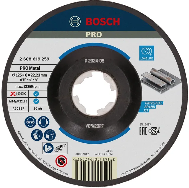 Bosch PRO Metal Disque abrasif 125 mm X-LOCK meulage acier