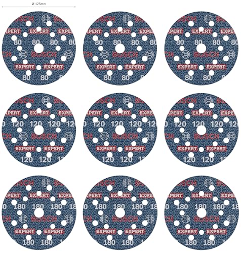 Bosch EXPERT O780 disques film 125 mm grains 80-180 x9