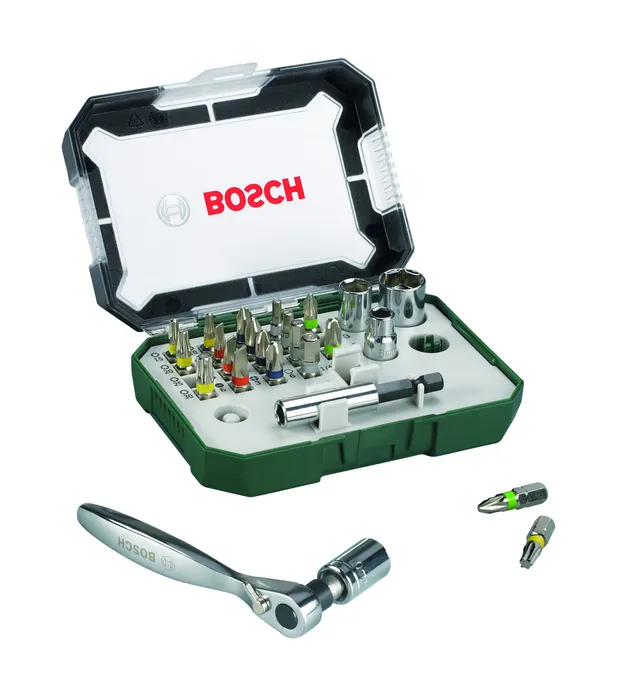 Bosch Jeu 26 embouts tournevis extra dur + cliquet