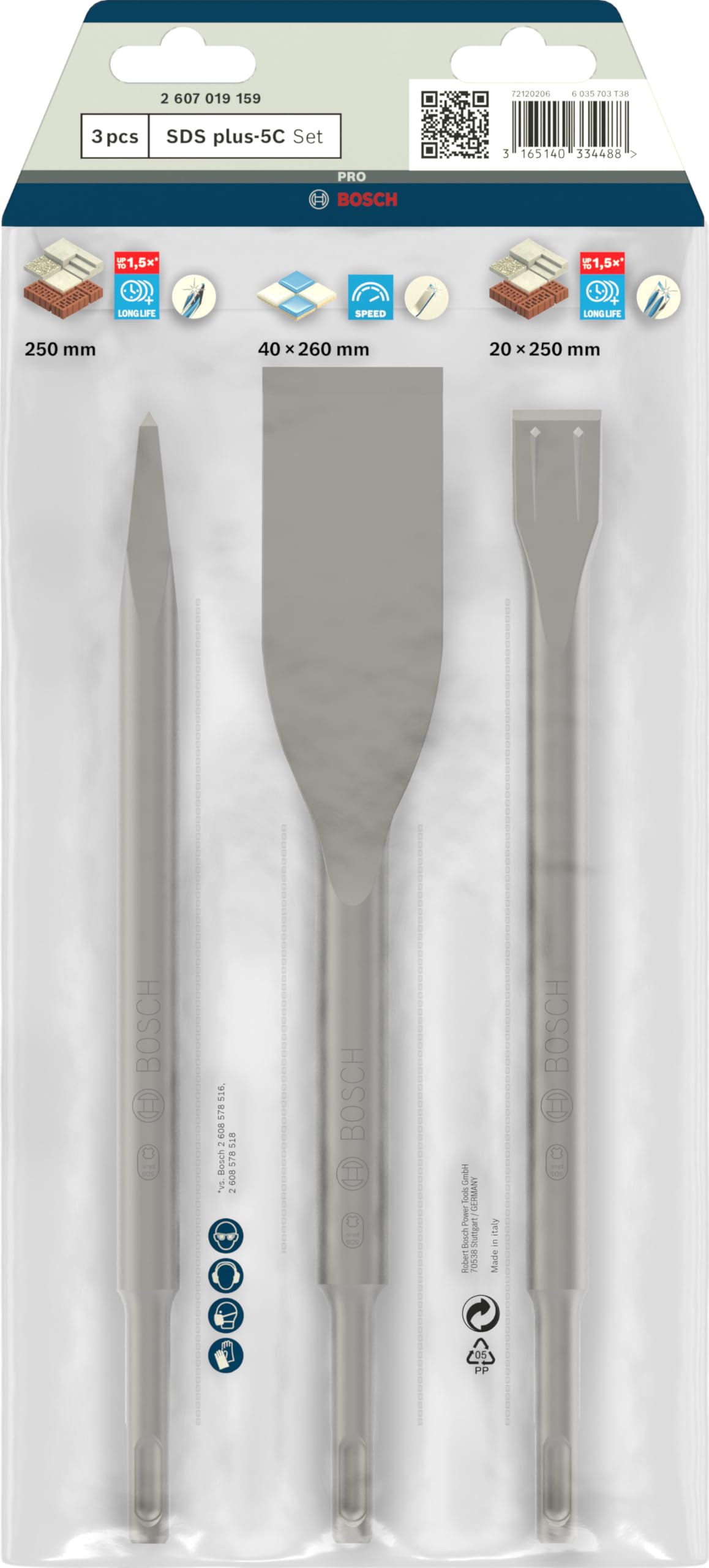 Bosch Burins 2607019159 coffret SDS Plus 3 burins béton carrelage