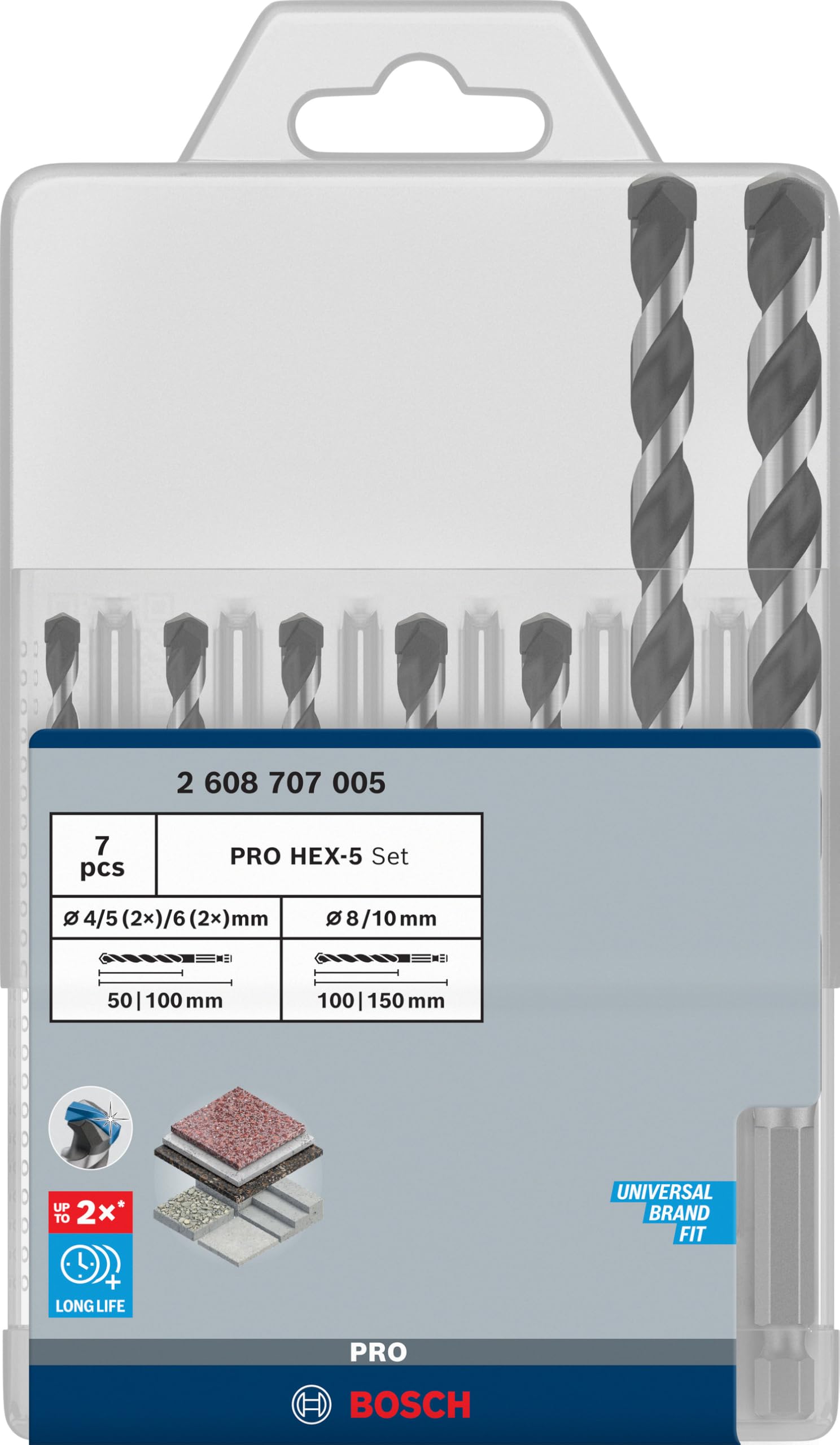 Bosch PRO HEX-5 coffret forets béton 7 pièces