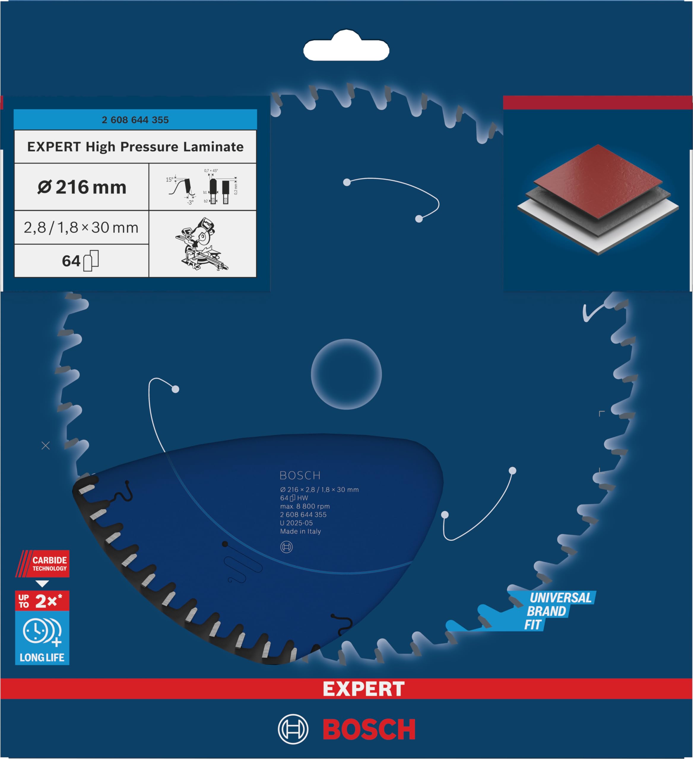 Bosch EXPERT lame scie 216x30 mm 64 dents stratifié
