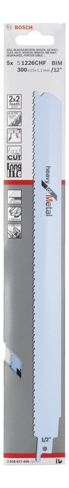 Bosch S 1226 CHF lame scie sabre métal 5 pièces