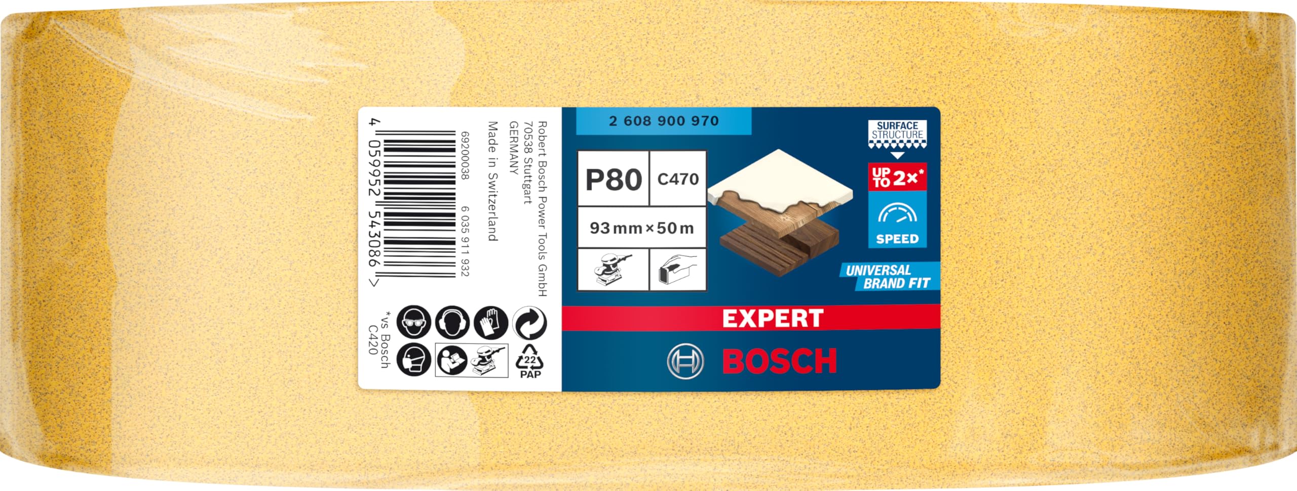 Bosch EXPERT C470 rouleau abrasif 93mmx50m G80 bois