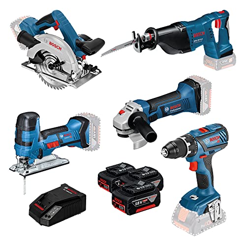 Bosch Professional 18V set 5 outils 3x4,0Ah perceuse scies