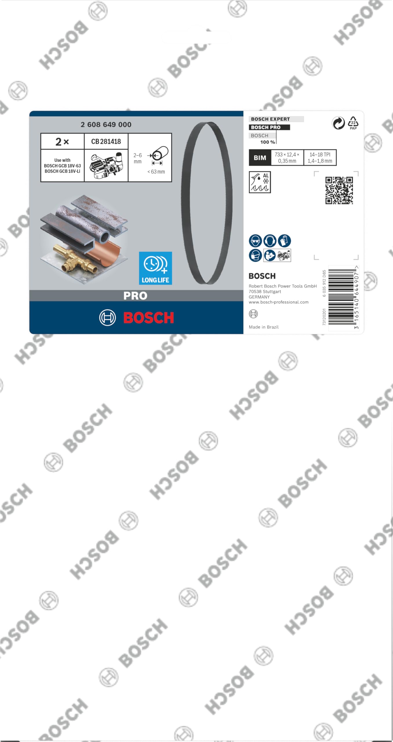 Bosch PRO CB281418 lame scie à ruban métal 18 TPI 2 pcs