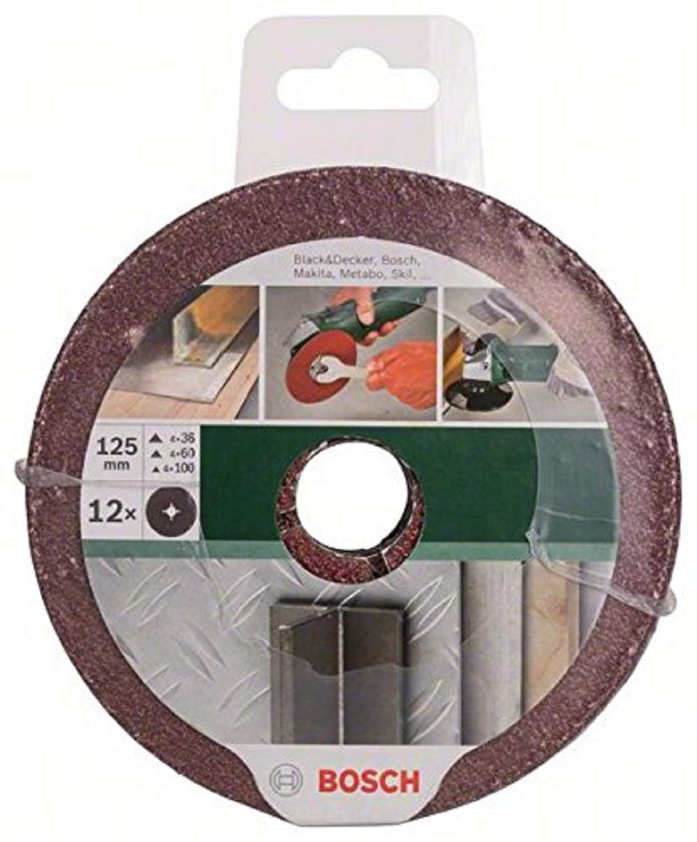 Bosch disques abrasifs 125 mm x12 grains 36/60/100 métal