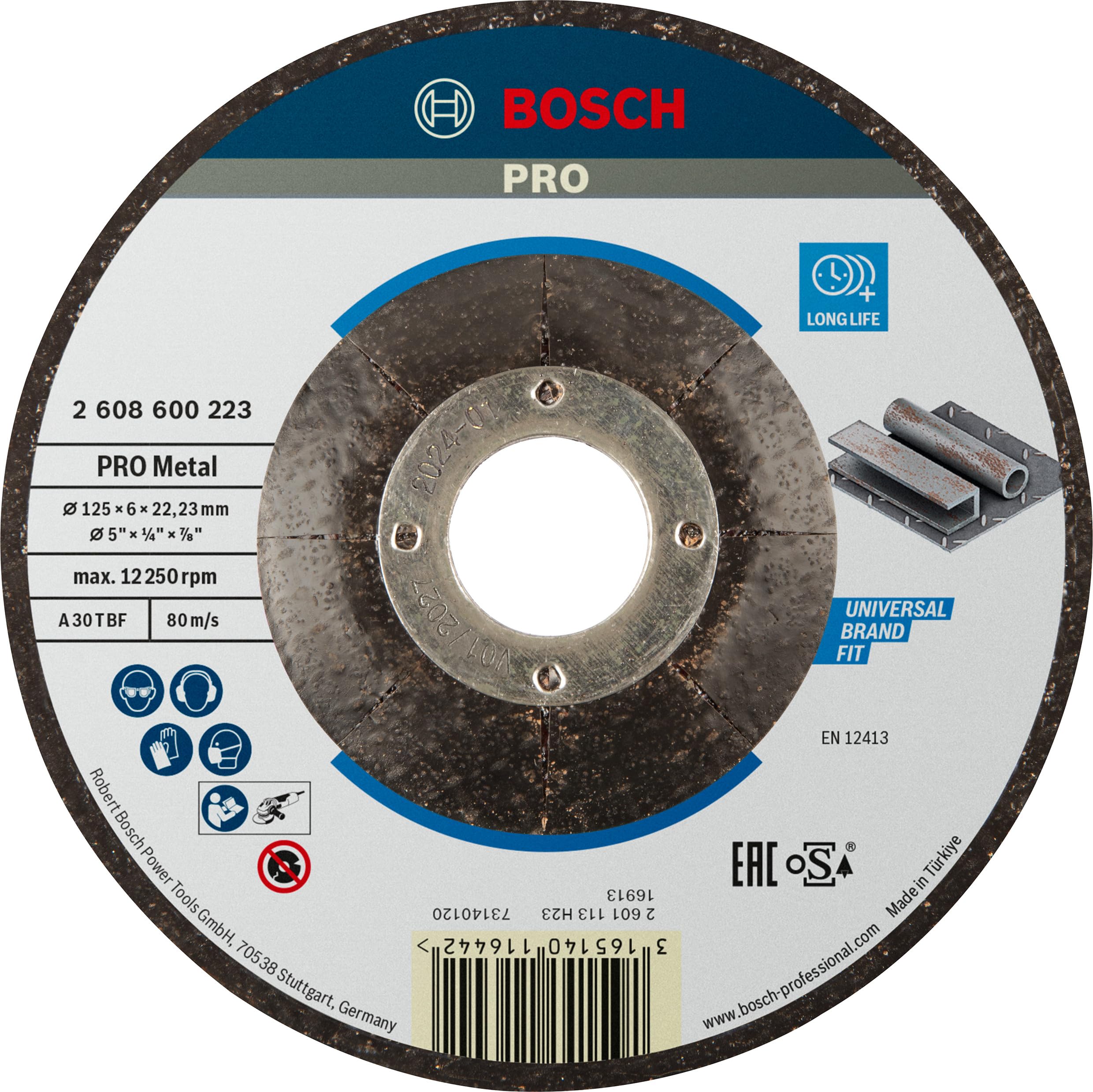 Bosch PRO Metal Disque à meuler 125x6x22,23 mm acier