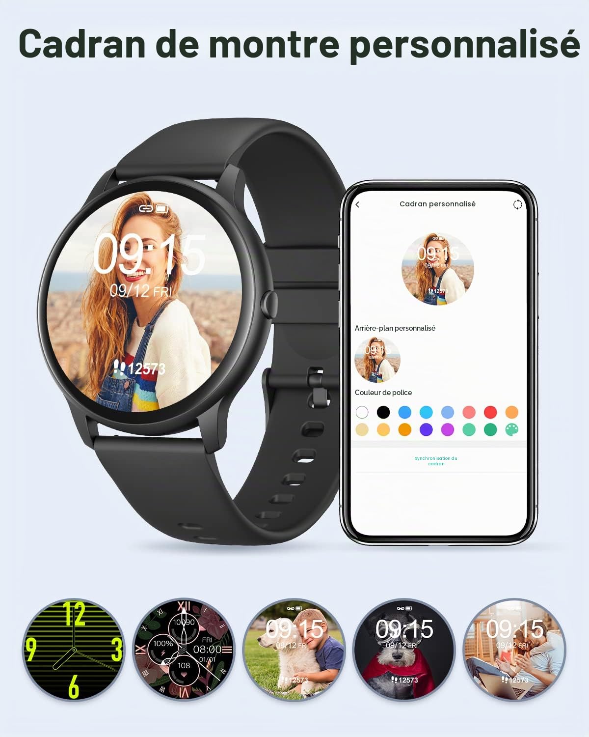 GRV Montres connectées smartwatch sport cardio 1,28" 