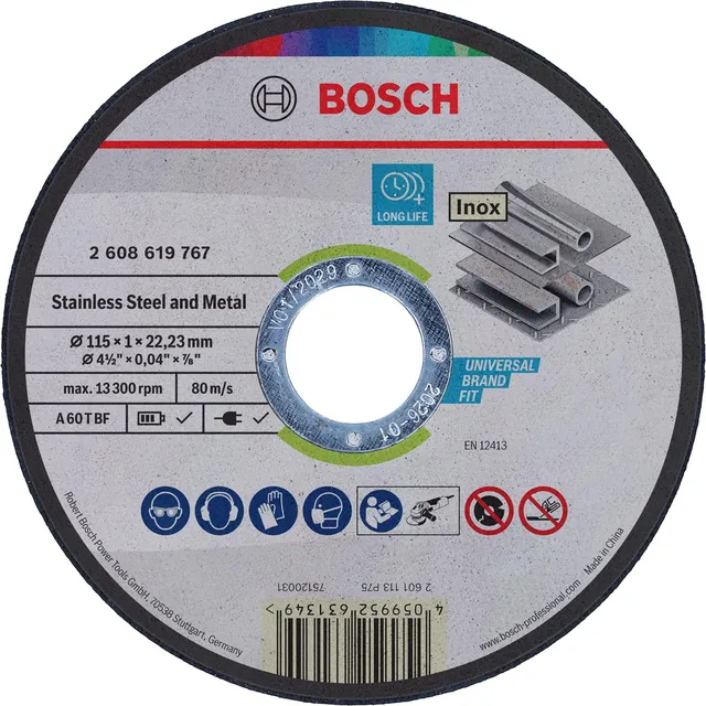 Bosch Long Life disque à tronçonner 115 mm inox et métal