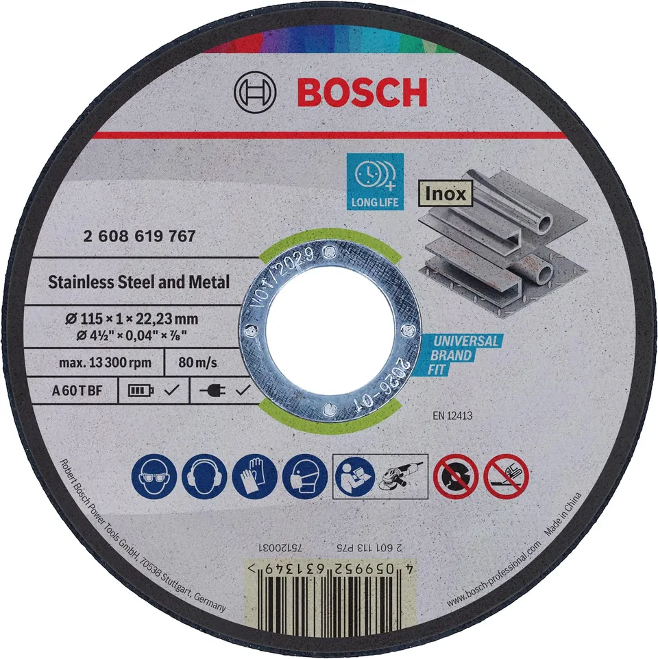 Bosch Long Life disque à tronçonner 115 mm inox et métal