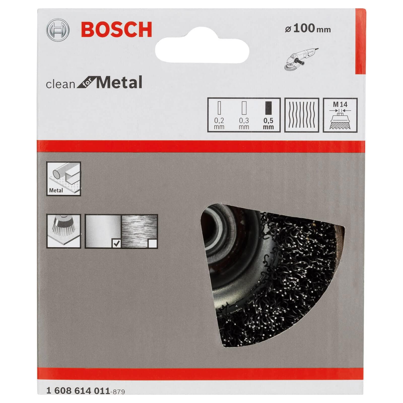 Bosch PRO Steel brosse boisseau acier 100mm M14 fils ondulés