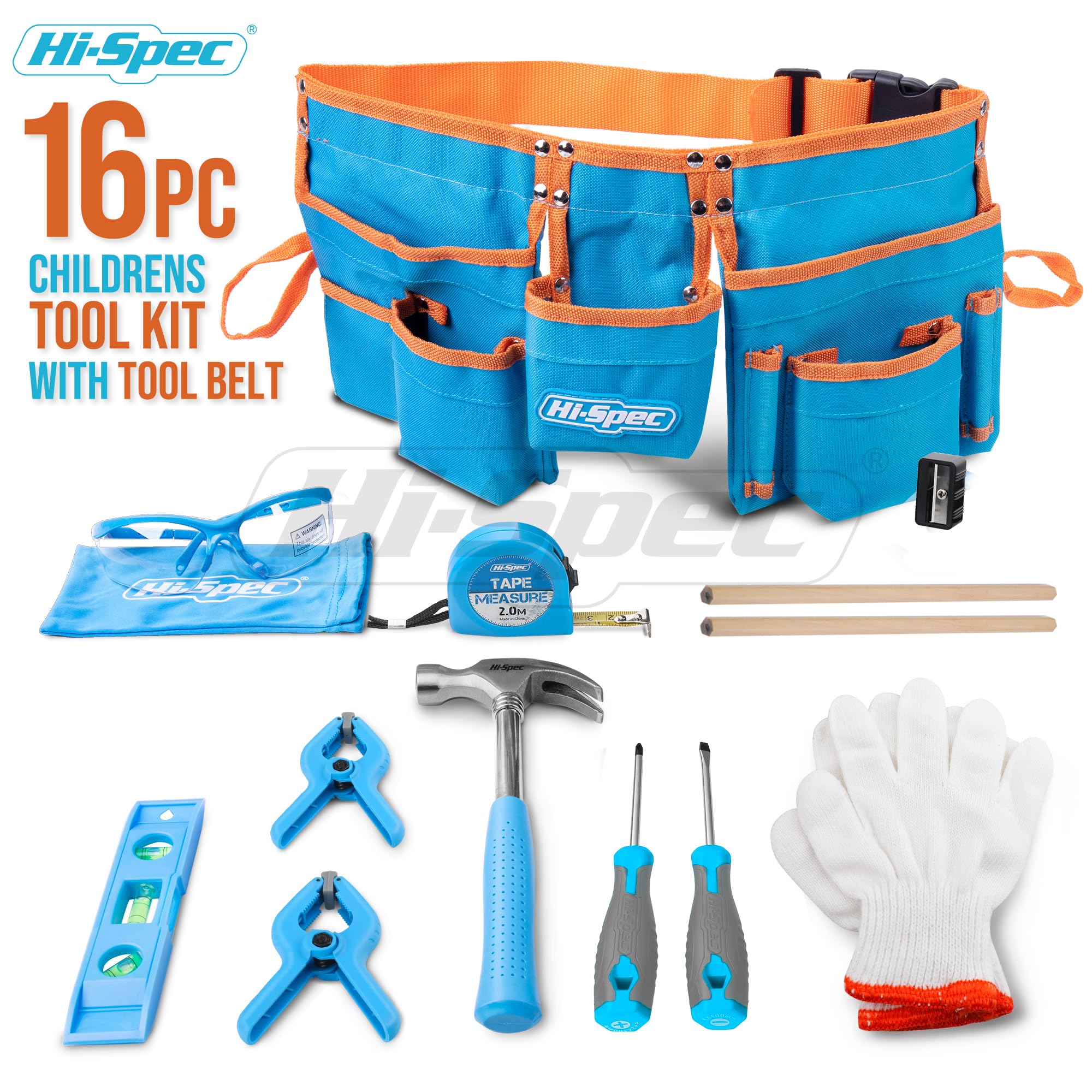 Hi-Spec KIDS Series ceinture outils enfant bleue 16p