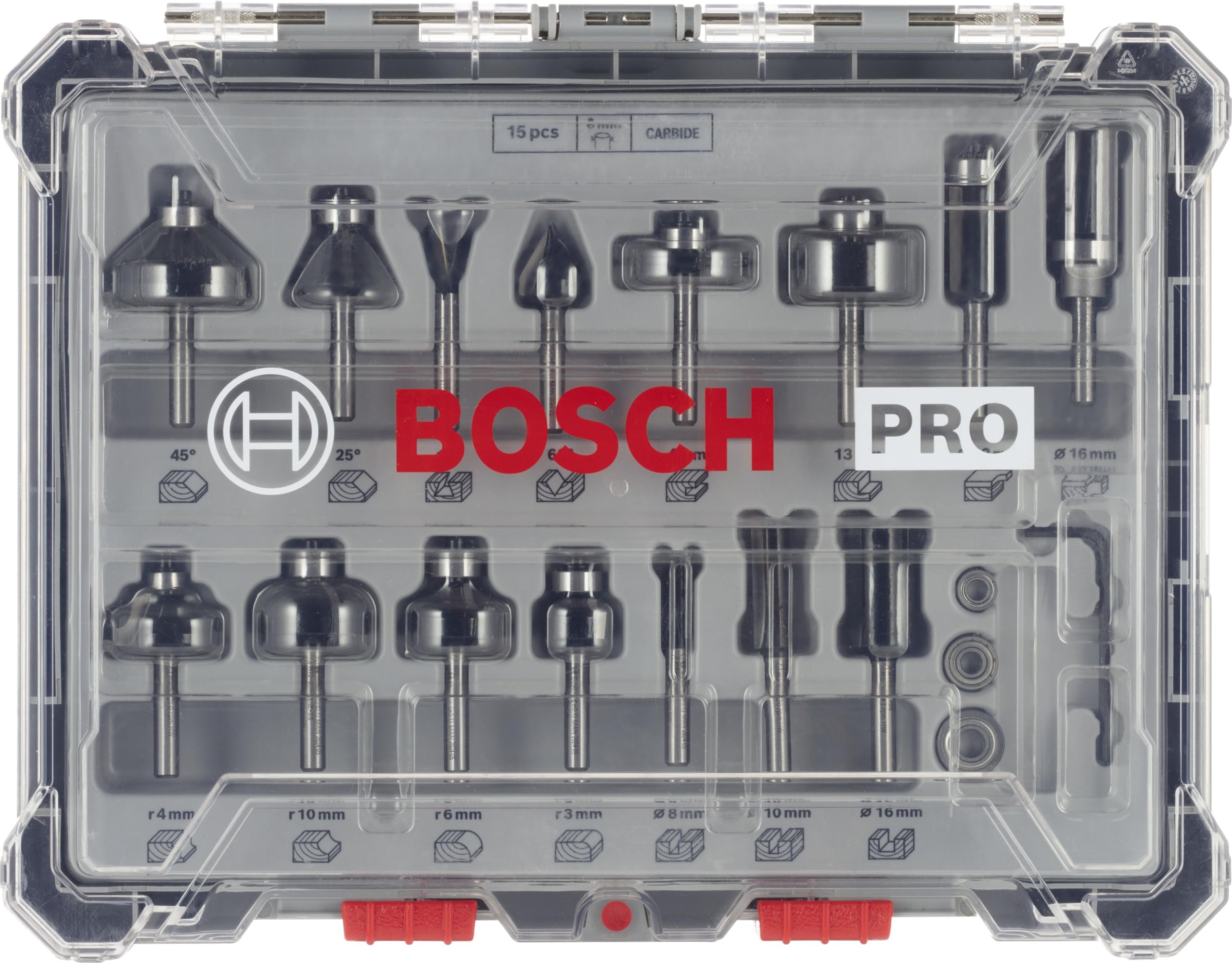 Bosch Fraises PRO Kit 15 Fraises Mixtes Bois 6 mm