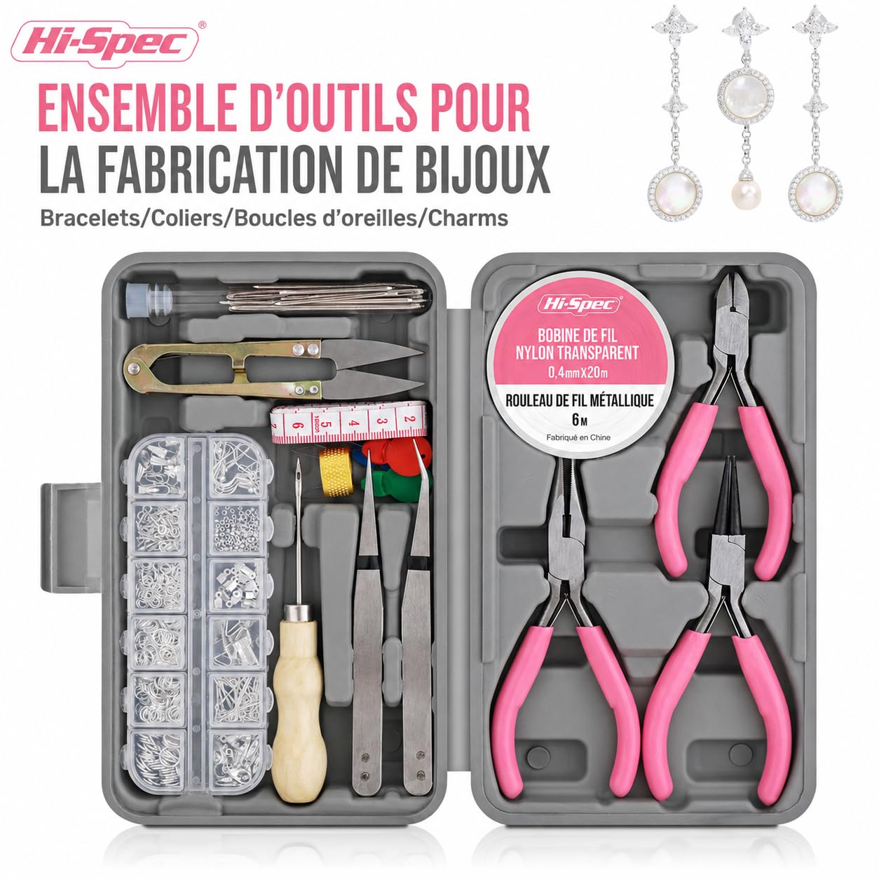 Hi-Spec Kit bijoux 17 outils + 600 accessoires pinces